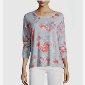 Joie Eloisa Ikat Floral Print Cashmere Knit Sweater Pullover Small Anthropologie